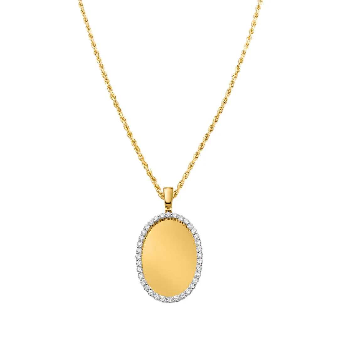 10k Yellow Gold Diamond Oval Memory Pendant 3 Ctw