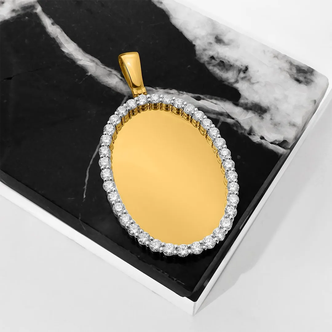 10k Yellow Gold Diamond Oval Memory Pendant 3 Ctw