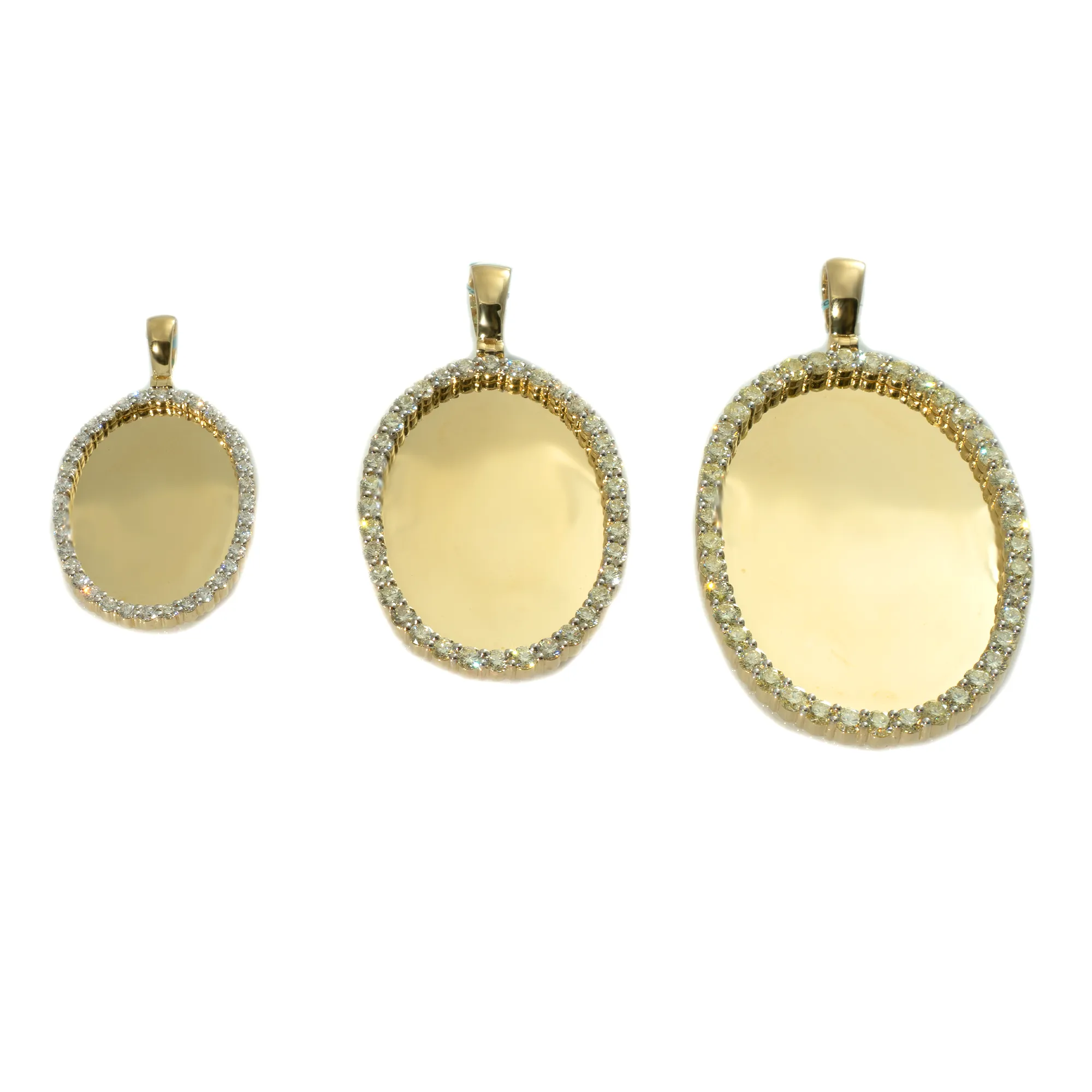 10k Yellow Gold Diamond Oval Memory Pendant 3 Ctw