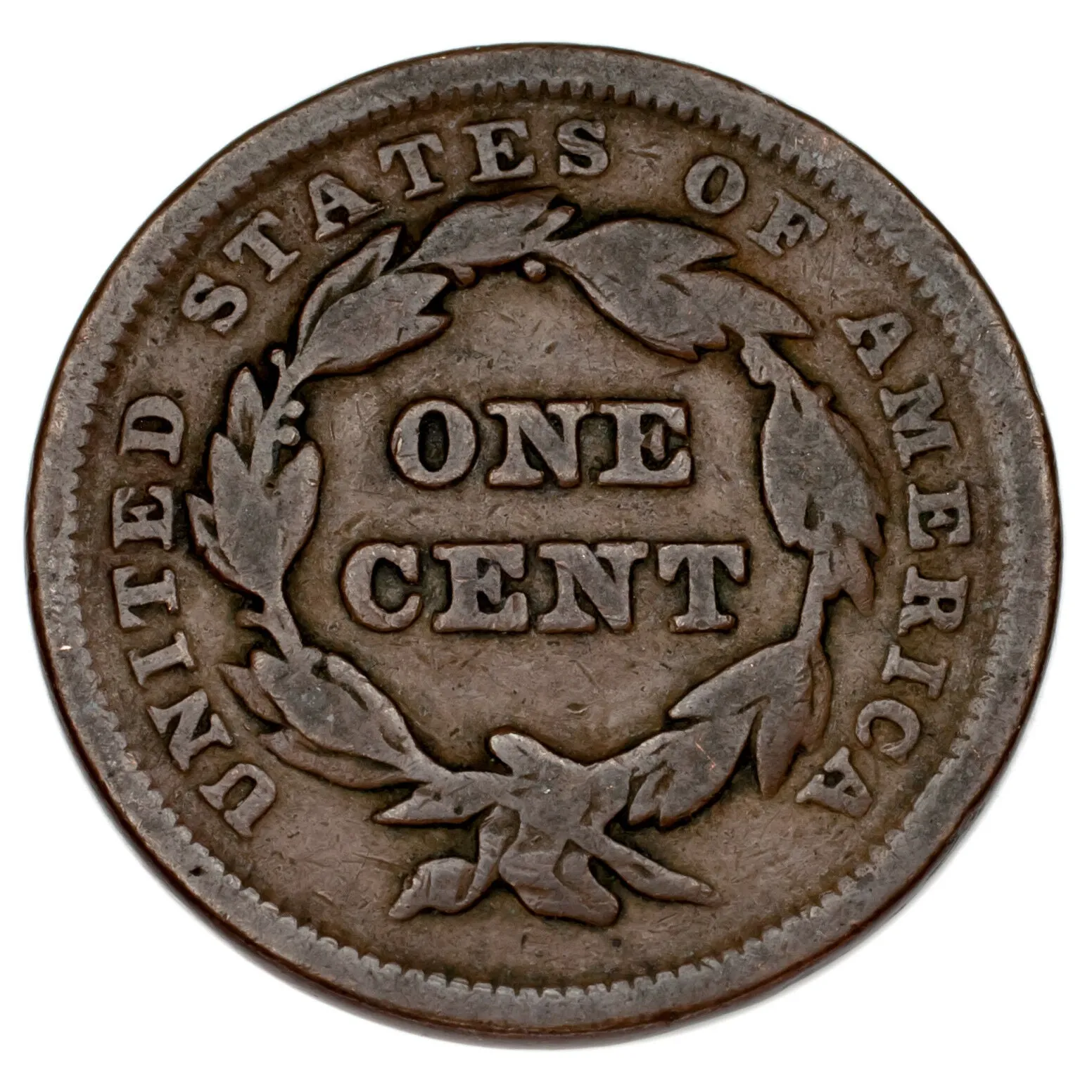 1841 Braided Hair Large Cent 1C Penny (Very Good, VG Condition)