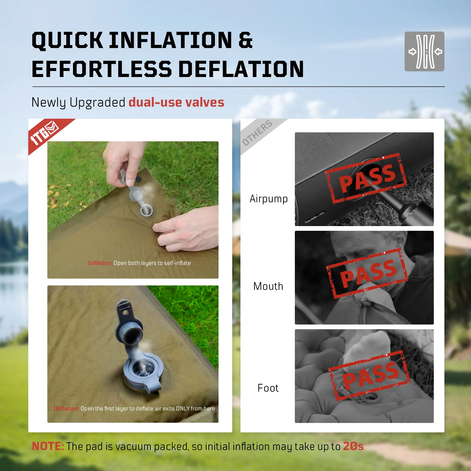 1TG Tactical Memory Foam Self-Inflating Sleeping Pad