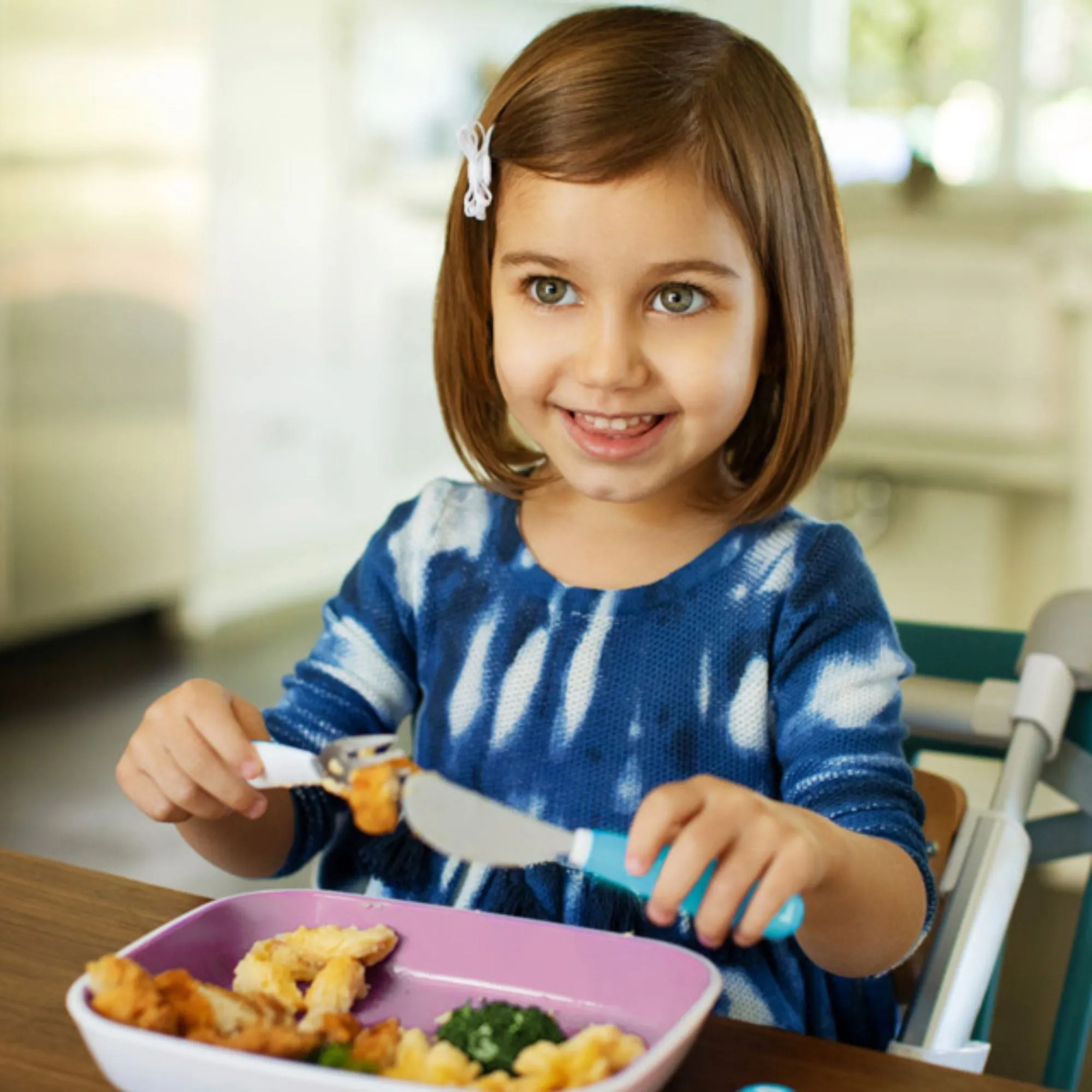 [2 Pack] Munchkin Splash™ Toddler Fork, Knife & Spoon Set (Blue)