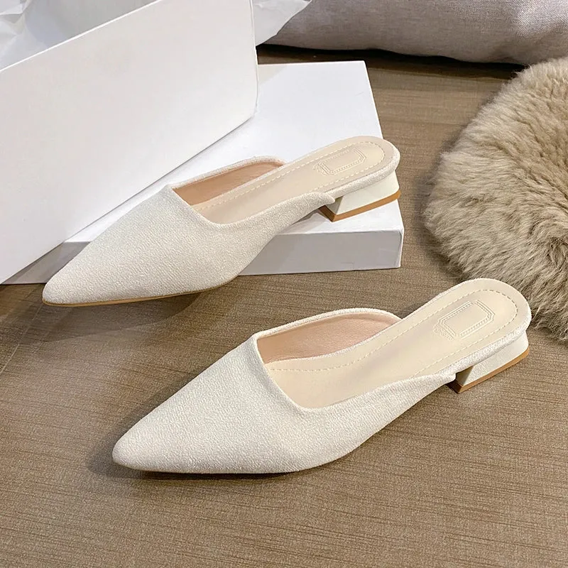 2024 Summer New Women's Fashion Slippers Pointy Leopard Print Design Light and Thin Low Heel Black Design Casual Shoes