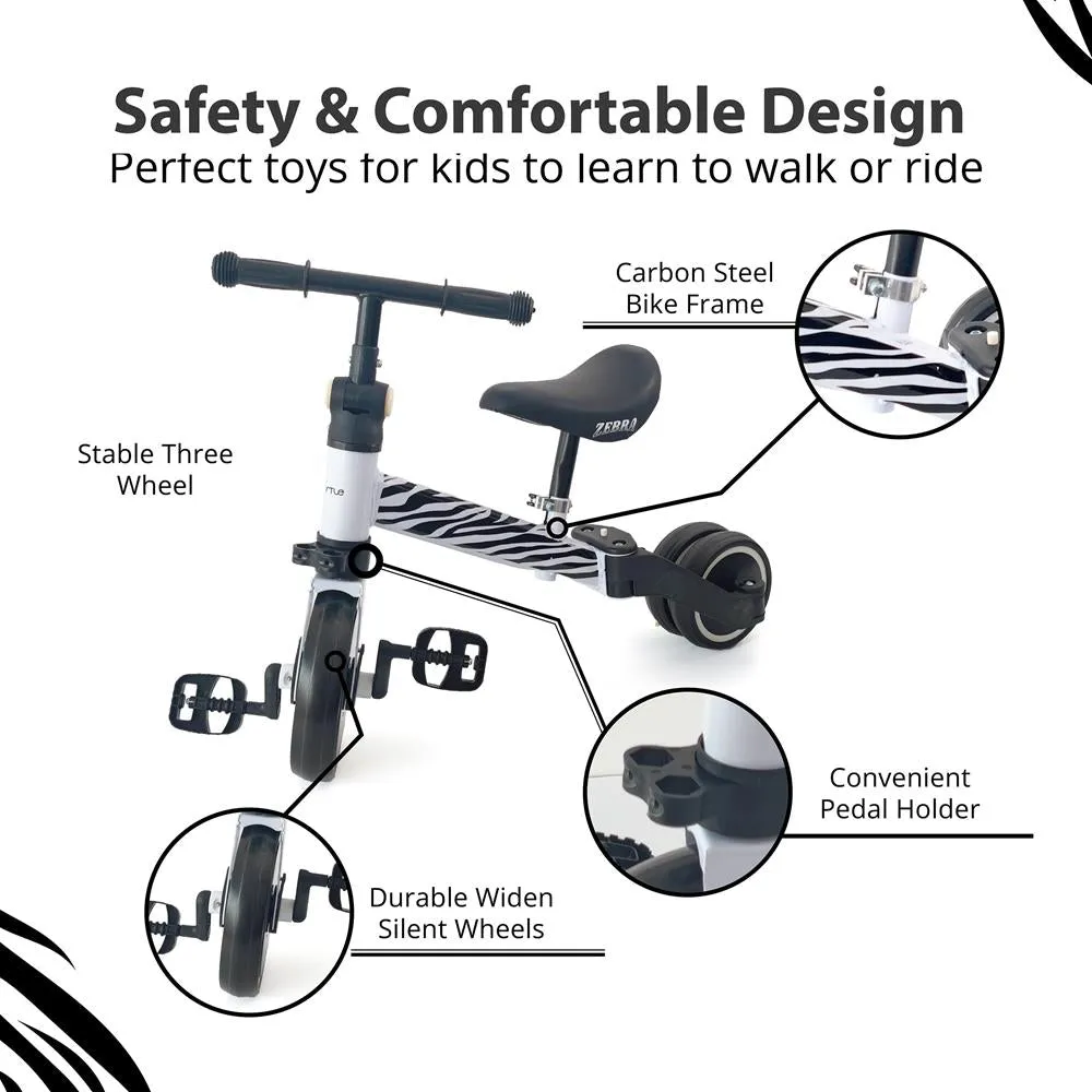 3 In 1 Kid Tricycles/Toddler Bike - Cute Toddler Bike For 10-36 Months Kids W/ Adjustable Seat Height And Removable Pedals