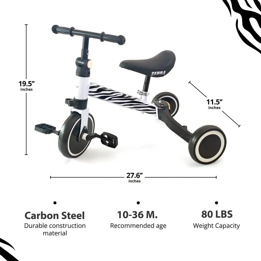 3 In 1 Kid Tricycles/Toddler Bike - Cute Toddler Bike For 10-36 Months Kids W/ Adjustable Seat Height And Removable Pedals