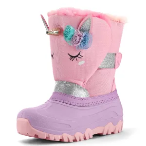 3D Unicorn Flower Snow Boots