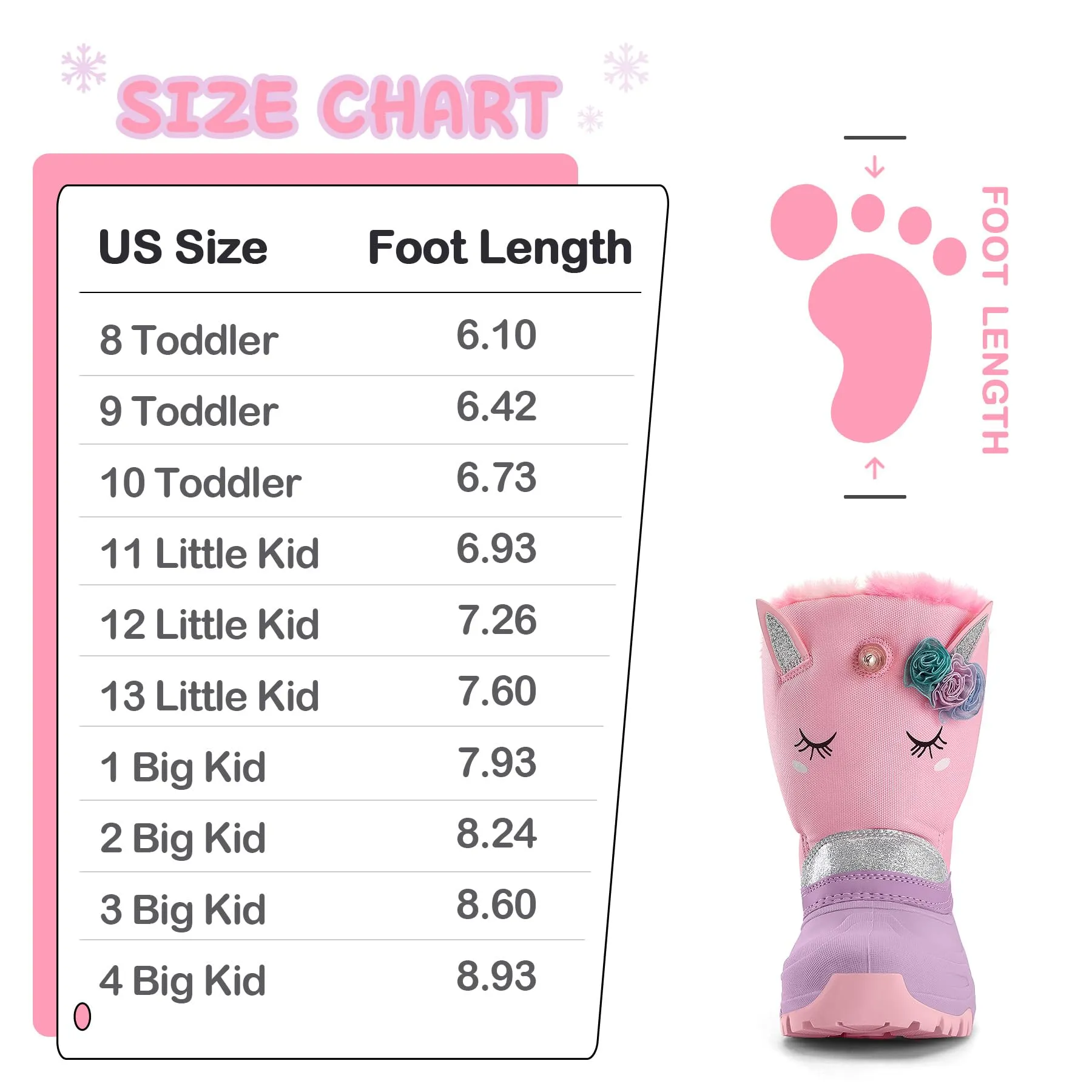 3D Unicorn Flower Snow Boots