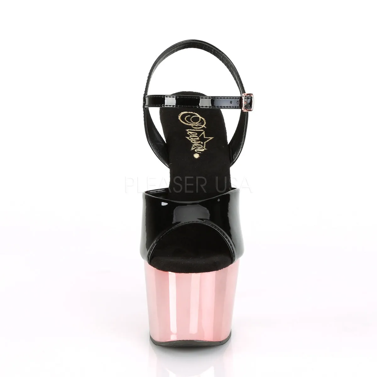 ADORE-709  Black Patent/Rose Gold Chrome