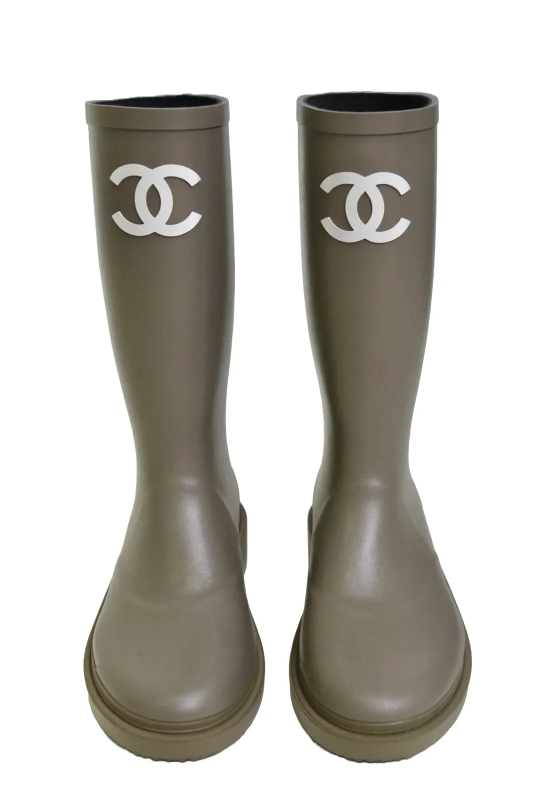 Army Green Rubber CC Logo Wellington Rain Boots