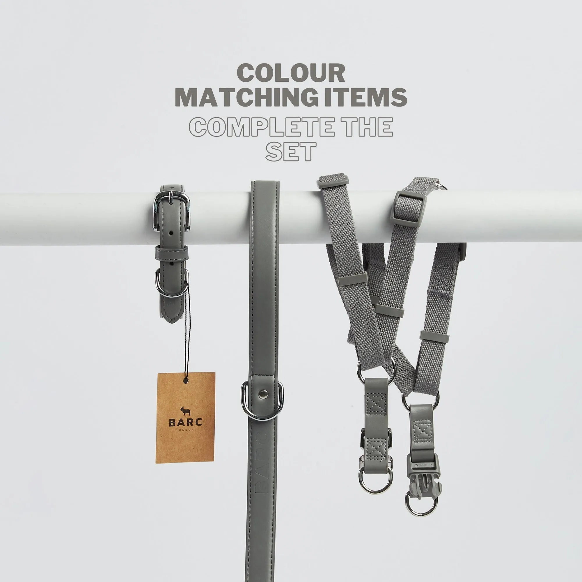 Ash Grey Dog Harness & Lead Set
