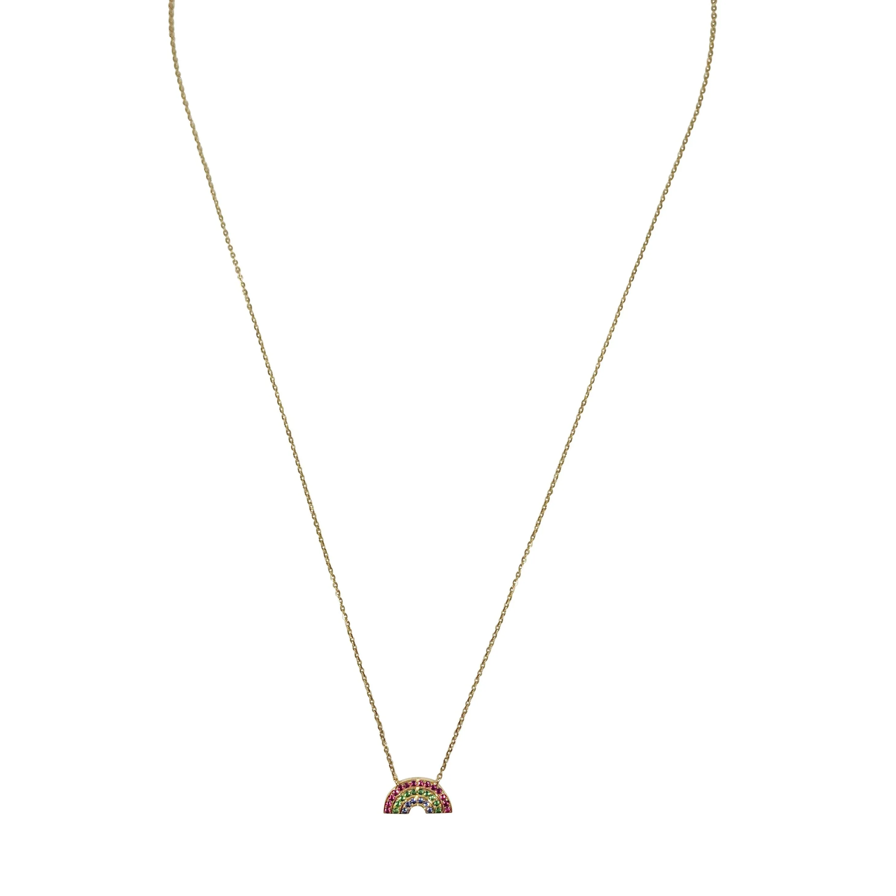 Atelier All Day 14K Gold #RAINBOWHUNT Pendant with a Rainbow of Rubies, Emeralds and Sapphires, benefitting No Kid Hungry