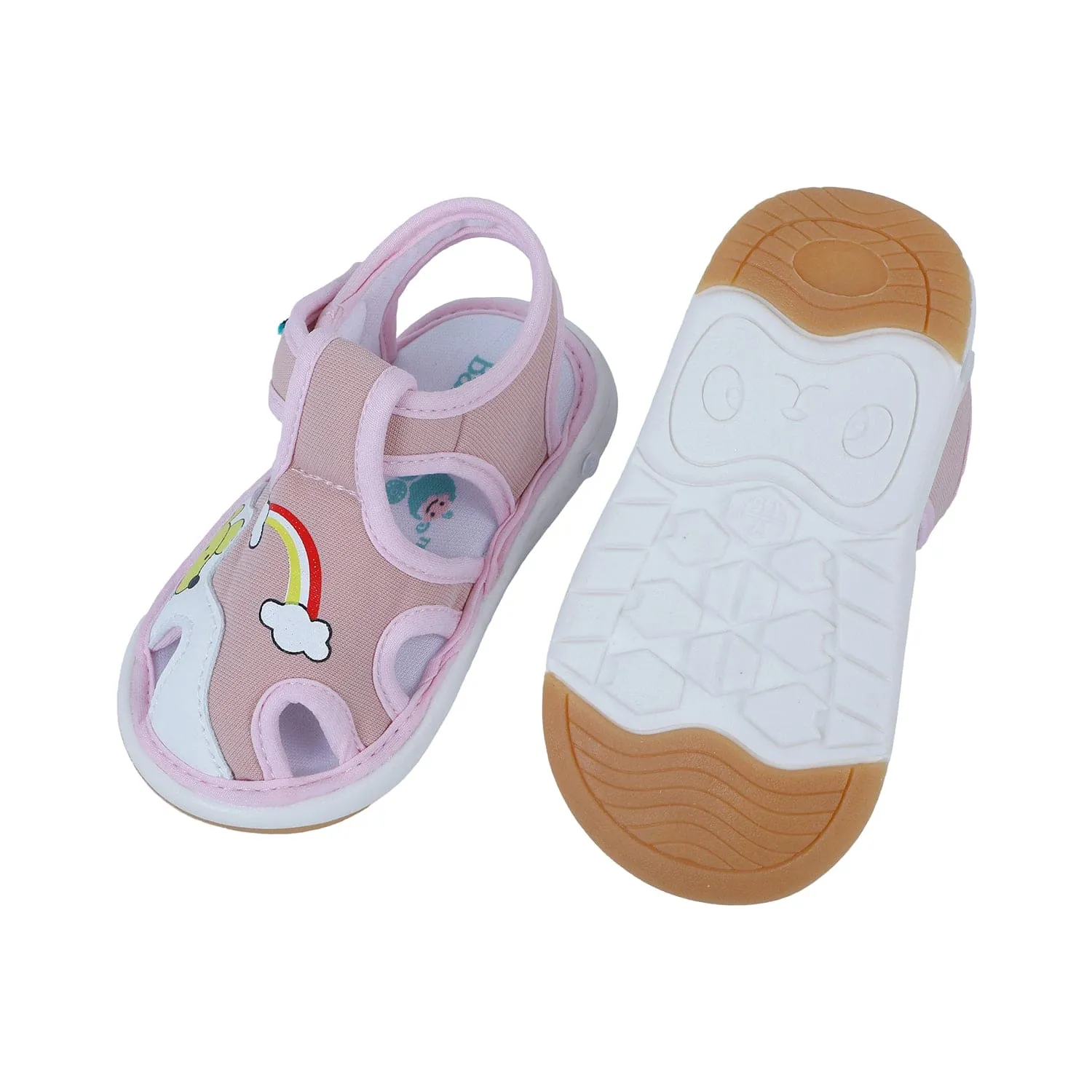 Baby Moo Rainbow Chu-Chu Sound Breathable Anti-Skid Sandals - Pink