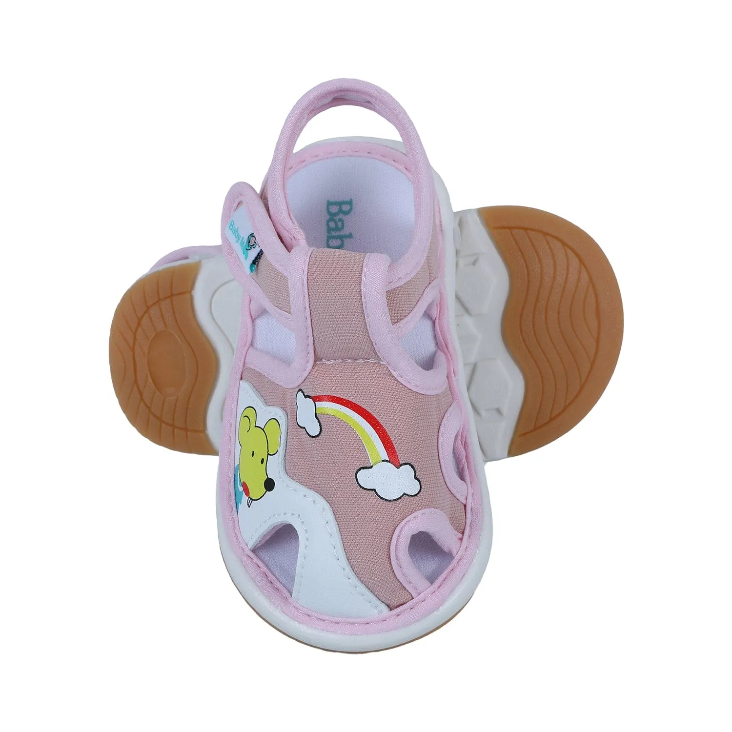 Baby Moo Rainbow Chu-Chu Sound Breathable Anti-Skid Sandals - Pink