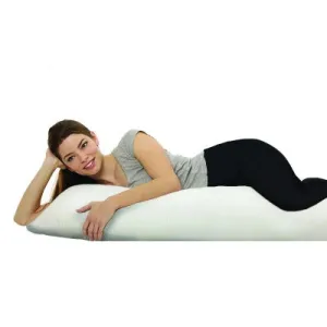 Body Pillow with Shredded Memory Foam Fill and Velvet Knit Cover | 45 x 14   8'' White
