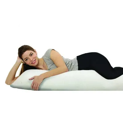 Body Pillow with Shredded Memory Foam Fill and Velvet Knit Cover | 45 x 14   8'' White