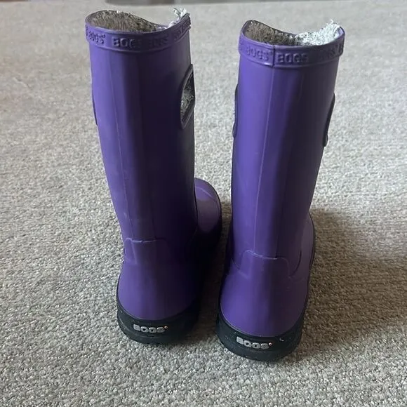 Bogs Kids' Waterproof Plush Rain Boot Purple Big Kid 5