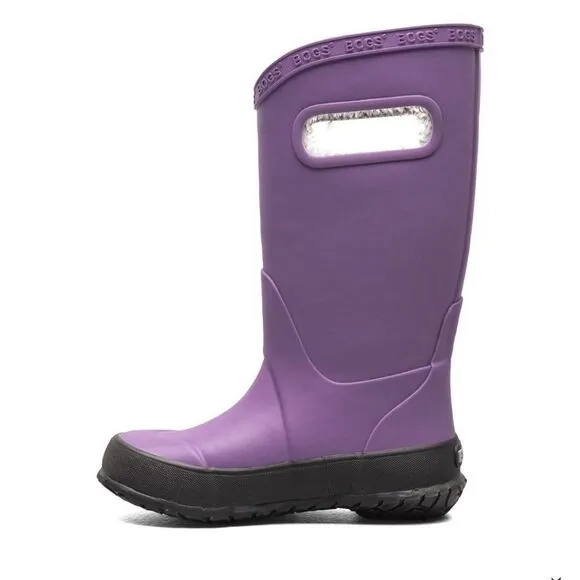 Bogs Kids' Waterproof Plush Rain Boot Purple Big Kid 5