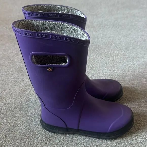 Bogs Kids' Waterproof Plush Rain Boot Purple Big Kid 5
