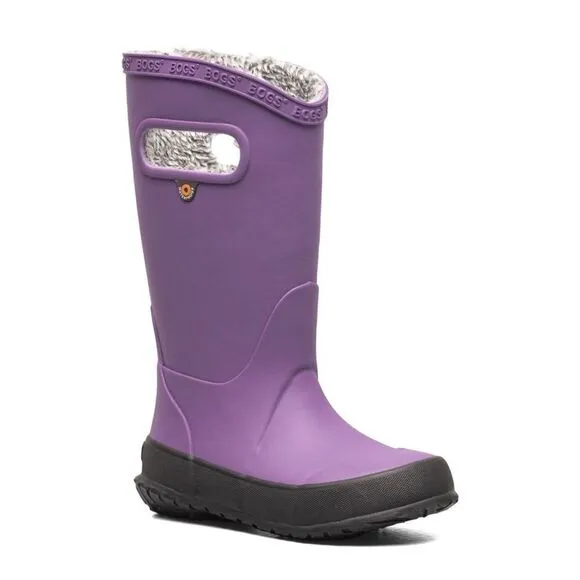 Bogs Kids' Waterproof Plush Rain Boot Purple Big Kid 5