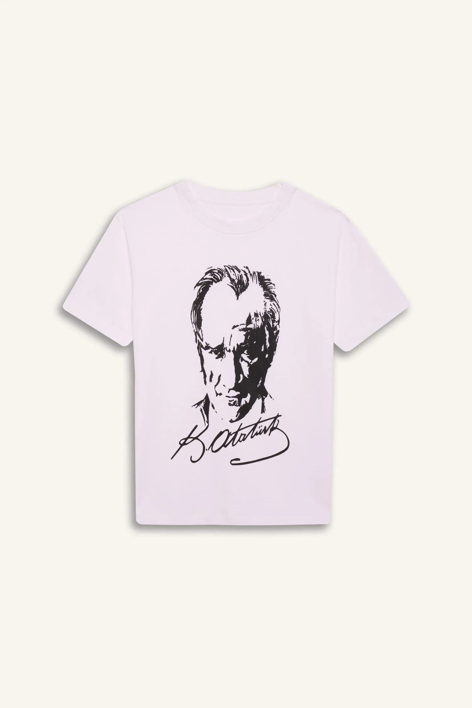 Boys 23 April Children's Day Cycling Collar Atatürk Printed Short Sleeve T-shirt