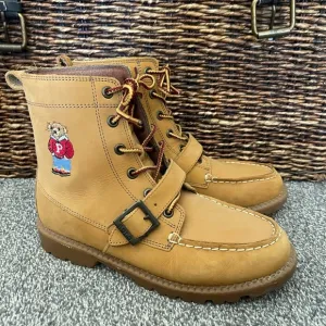 Boy’s POLO Ralph Lauren Ranger hi boot II cashew color leather lace up boots 5