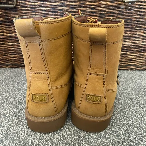 Boy’s POLO Ralph Lauren Ranger hi boot II cashew color leather lace up boots 5