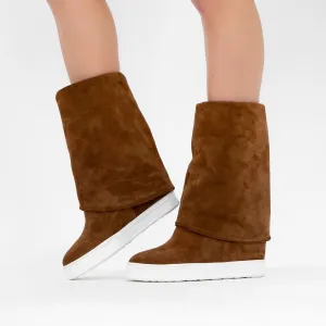 Brave Carmel Color Platform Wedge boot