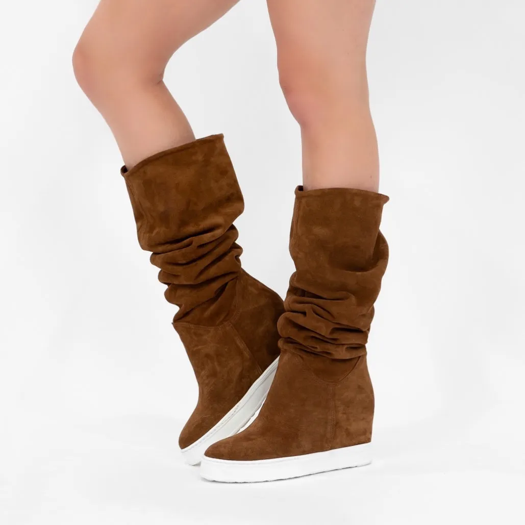 Brave Carmel Color Platform Wedge boot