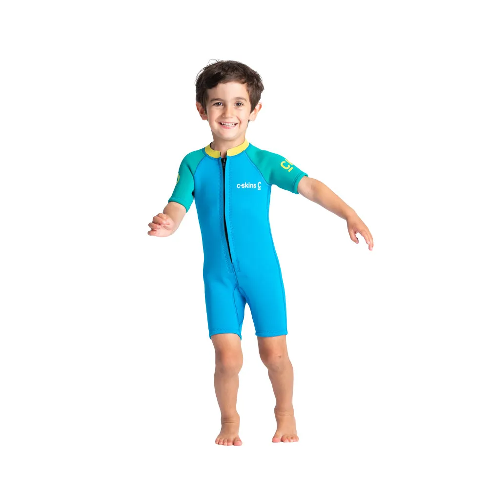 C-Skins C-Kid Baby Shortie Wetsuit  - Cyan/Green/Aurora Yellow