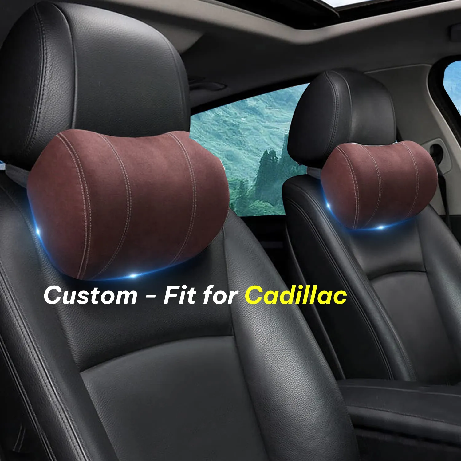 Car Headrest (2 PCS), Custom-Fit For Car, Update Version Premium Memory Foam Car Neck Pillow WACA227
