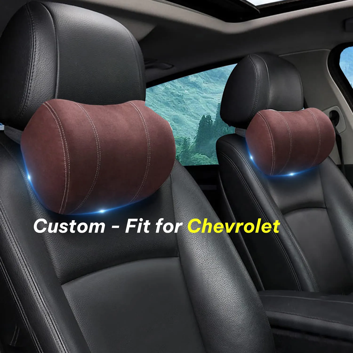 Car Headrest (2 PCS), Custom-Fit For Car, Update Version Premium Memory Foam Car Neck Pillow WACH227