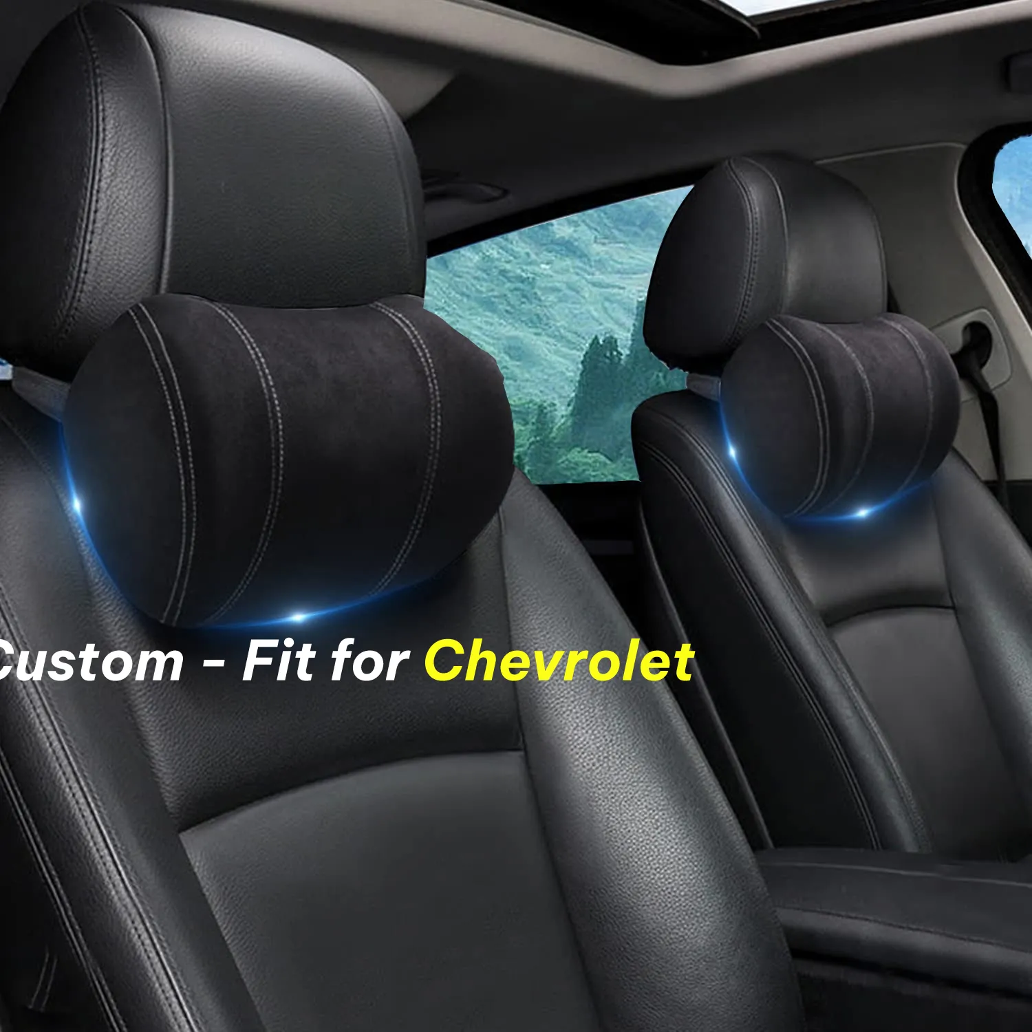 Car Headrest (2 PCS), Custom-Fit For Car, Update Version Premium Memory Foam Car Neck Pillow WACH227