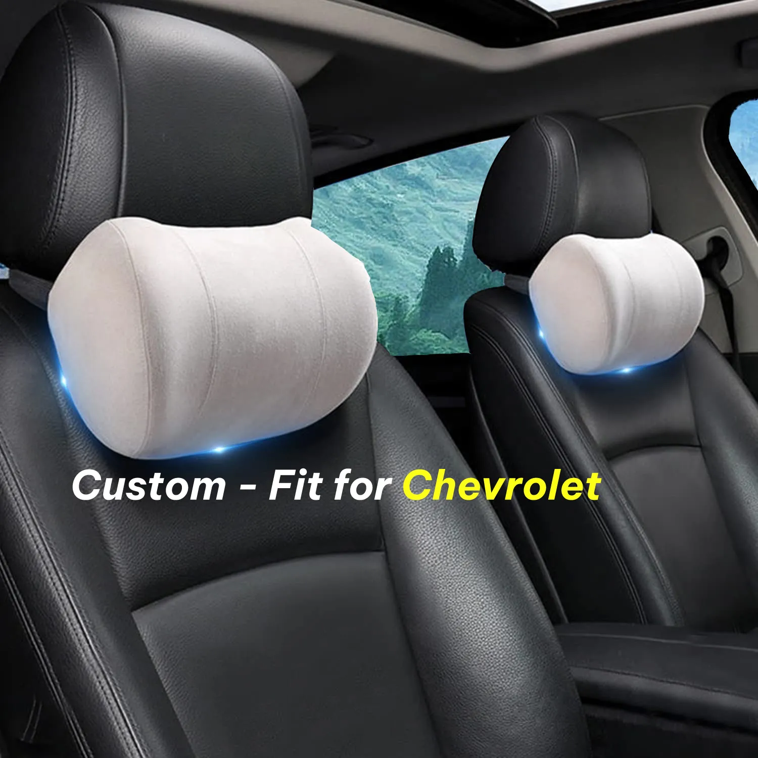 Car Headrest (2 PCS), Custom-Fit For Car, Update Version Premium Memory Foam Car Neck Pillow WACH227