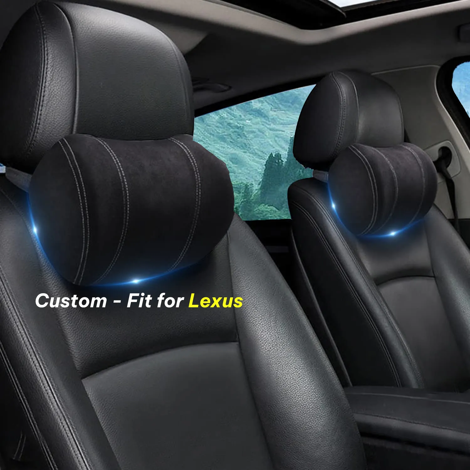 Car Headrest (2 PCS), Custom-Fit For Car, Update Version Premium Memory Foam Car Neck Pillow WAFJ227