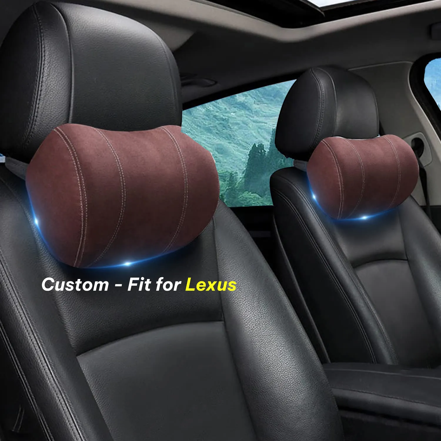 Car Headrest (2 PCS), Custom-Fit For Car, Update Version Premium Memory Foam Car Neck Pillow WAFJ227