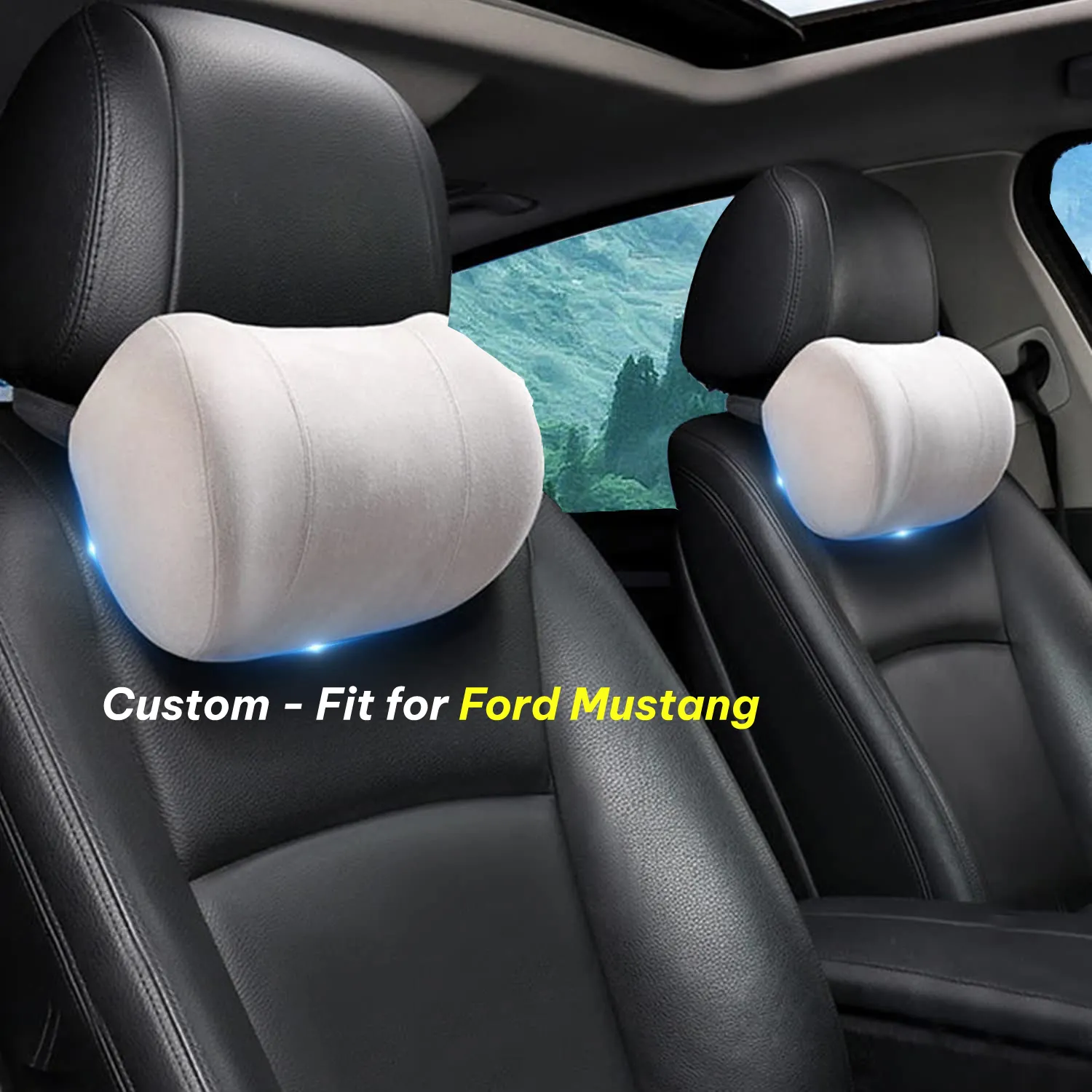 Car Headrest (2 PCS), Custom-Fit For Car, Update Version Premium Memory Foam Car Neck Pillow WAFM227