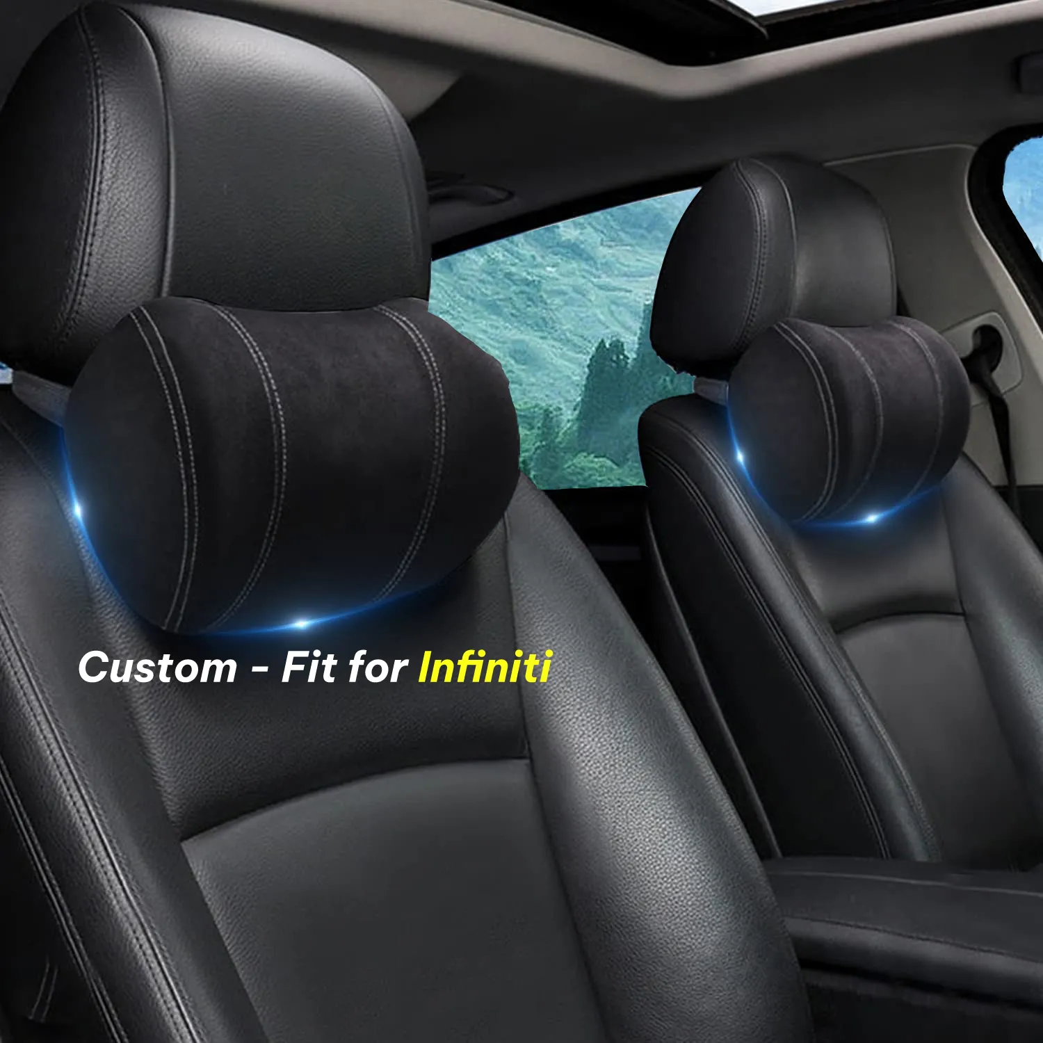 Car Headrest (2 PCS), Custom-Fit For Car, Update Version Premium Memory Foam Car Neck Pillow WAIN227