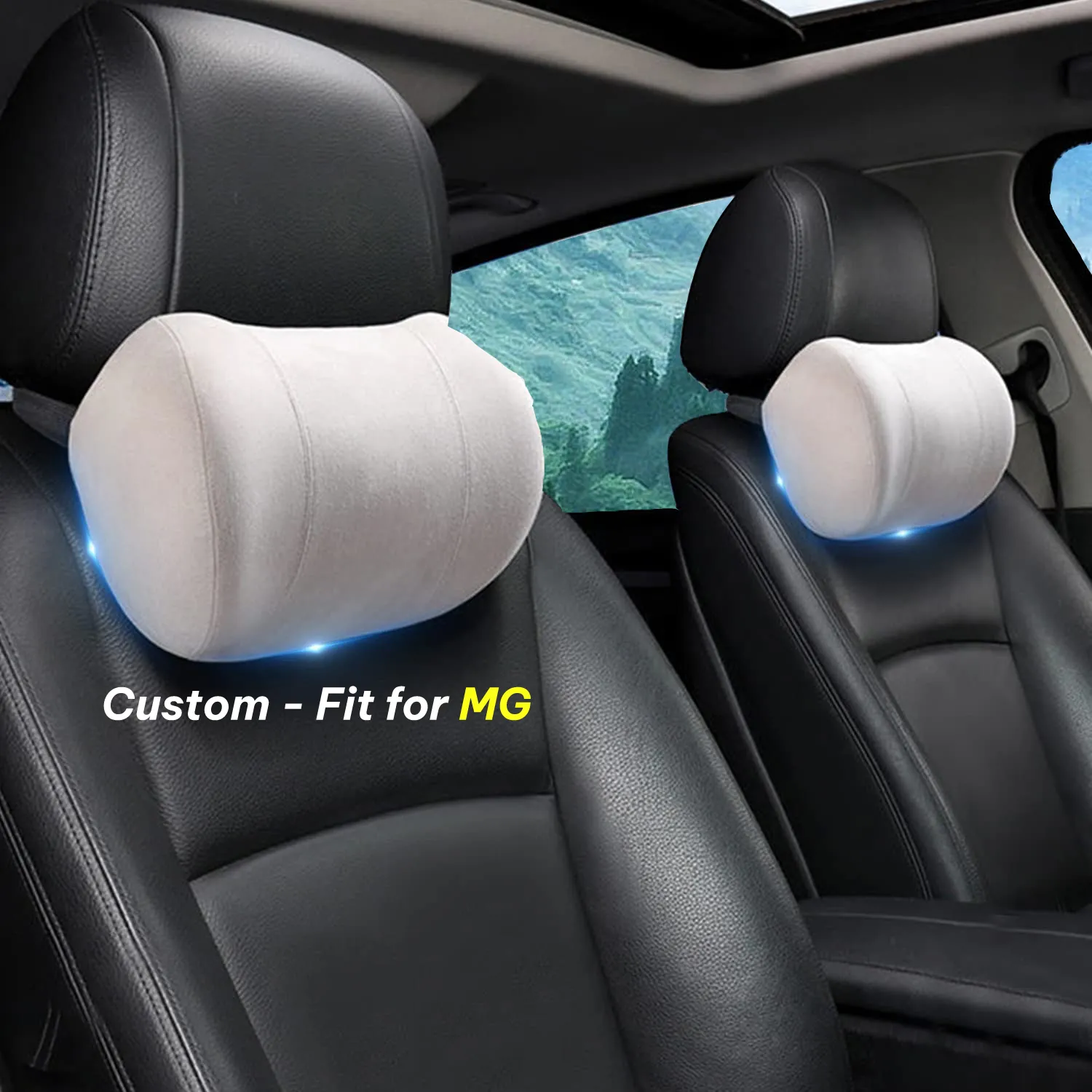 Car Headrest (2 PCS), Custom-Fit For Car, Update Version Premium Memory Foam Car Neck Pillow WAMC227