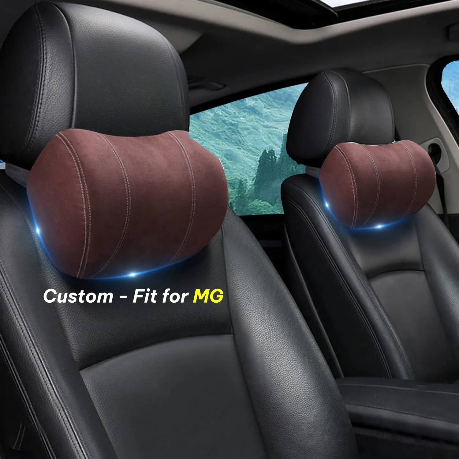 Car Headrest (2 PCS), Custom-Fit For Car, Update Version Premium Memory Foam Car Neck Pillow WAMC227