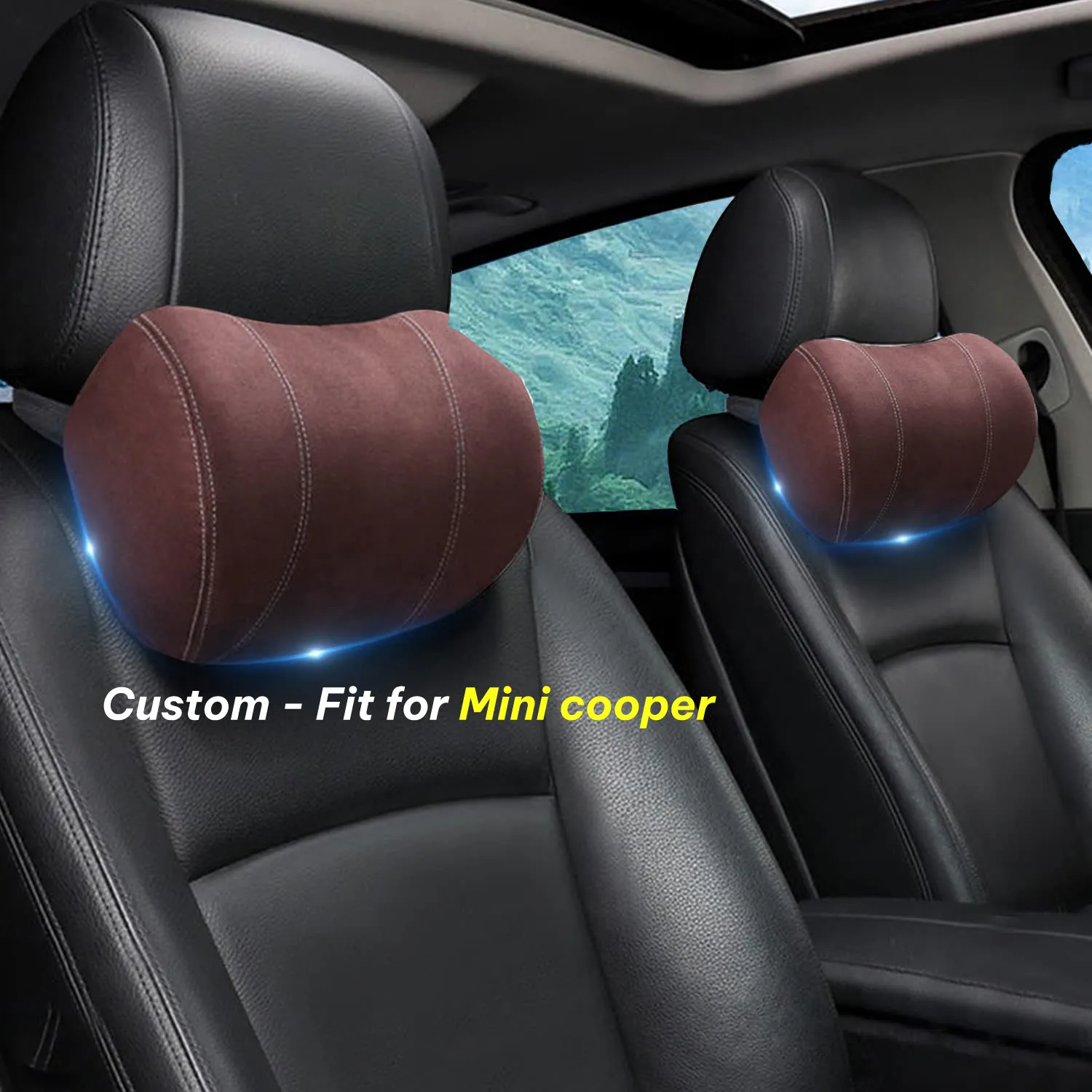 Car Headrest (2 PCS), Custom-Fit For Car, Update Version Premium Memory Foam Car Neck Pillow WAMT227