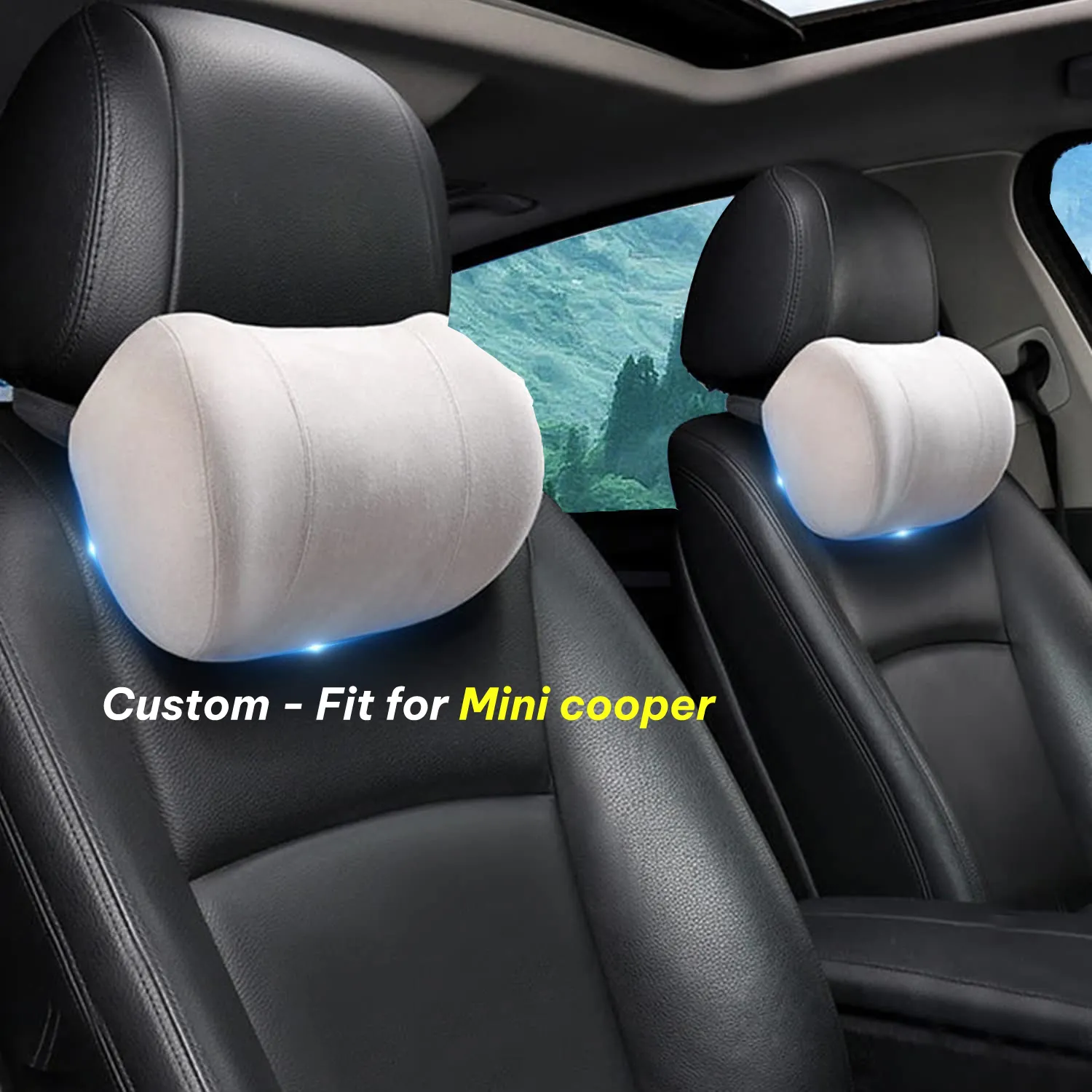 Car Headrest (2 PCS), Custom-Fit For Car, Update Version Premium Memory Foam Car Neck Pillow WAMT227