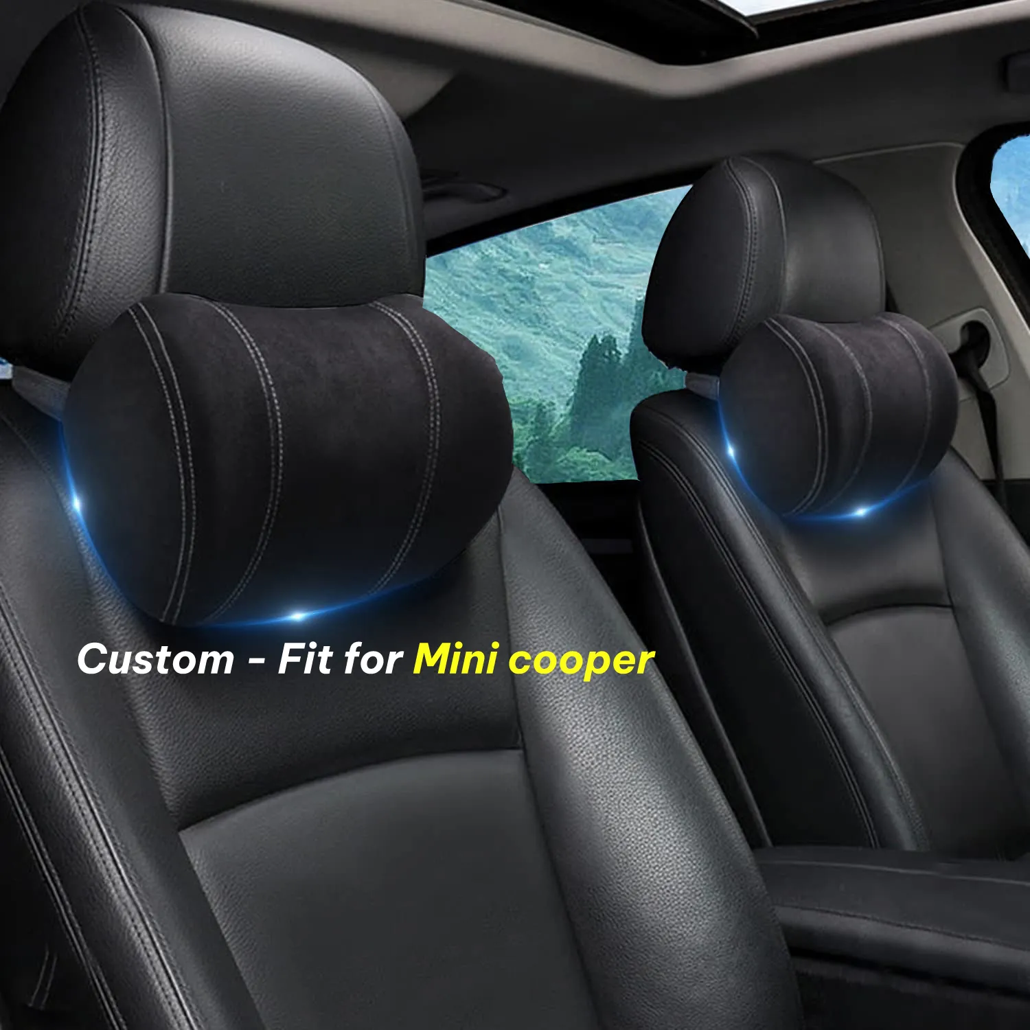 Car Headrest (2 PCS), Custom-Fit For Car, Update Version Premium Memory Foam Car Neck Pillow WAMT227