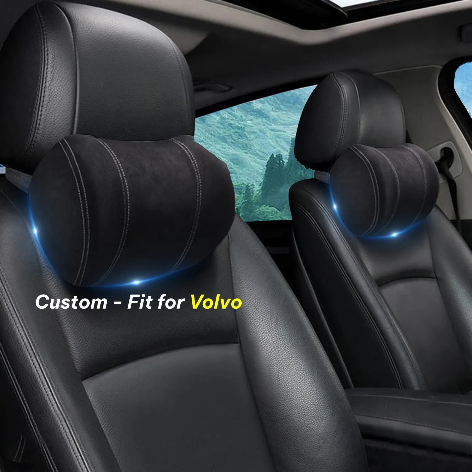 Car Headrest (2 PCS), Custom-Fit For Car, Update Version Premium Memory Foam Car Neck Pillow WAOV227