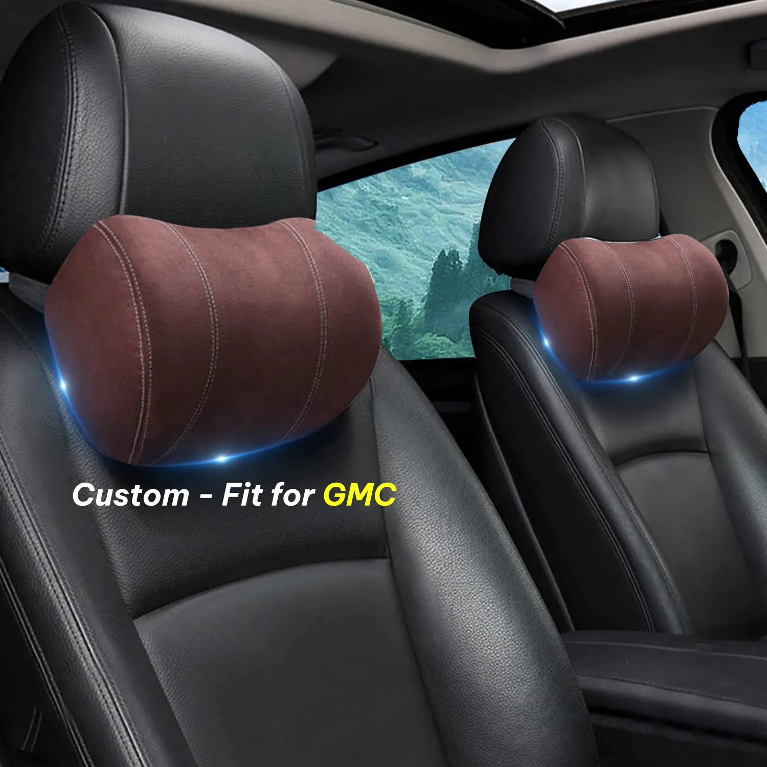 Car Headrest (2 PCS), Custom-Fit For Car, Update Version Premium Memory Foam Car Neck Pillow WAWQ227