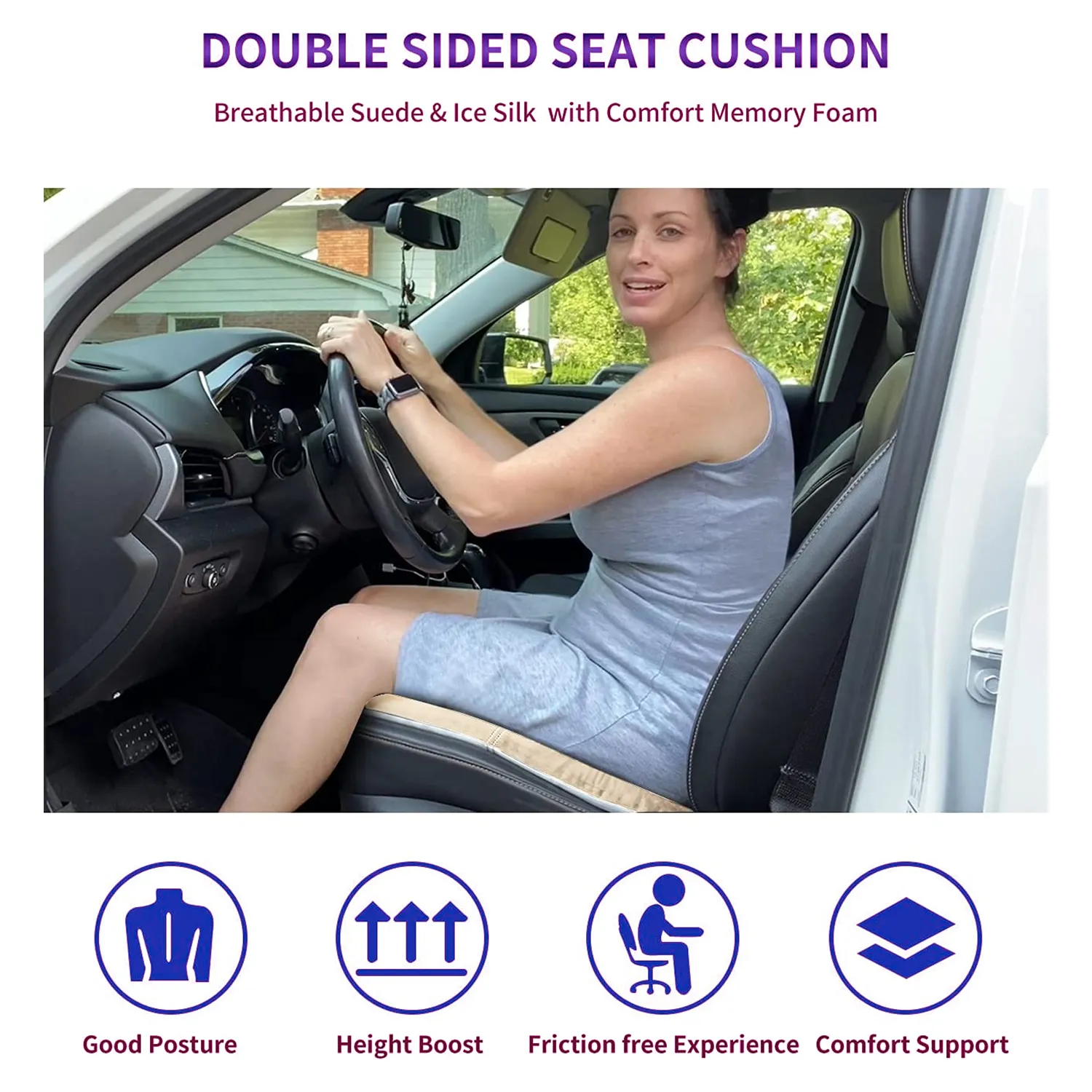 Car Seat Cushion, Custom Fit For Car, Car Memory Foam Seat Cushion, Heightening Seat Cushion, Seat Cushion for Car and Office Chair WALI224