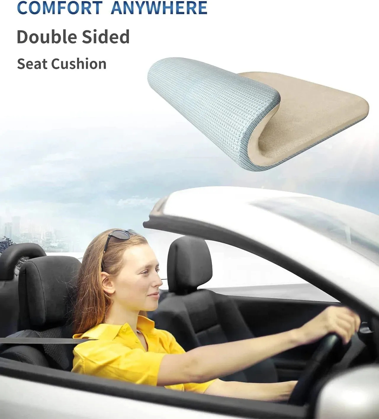 Car Seat Cushion, Custom Fit For Your Cars, Car Memory Foam Seat Cushion, Heightening Seat Cushion, Seat Cushion for Car and Office Chair KX19999