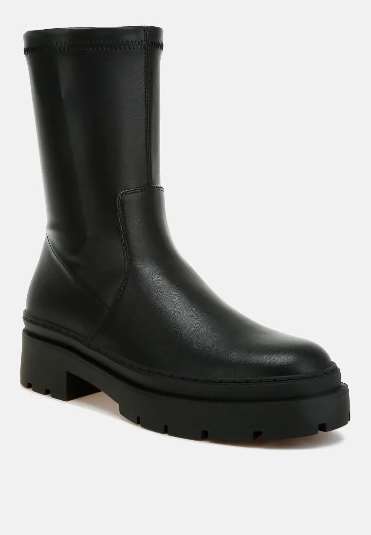 Chunky Faux Leather Calf Boots By RUW