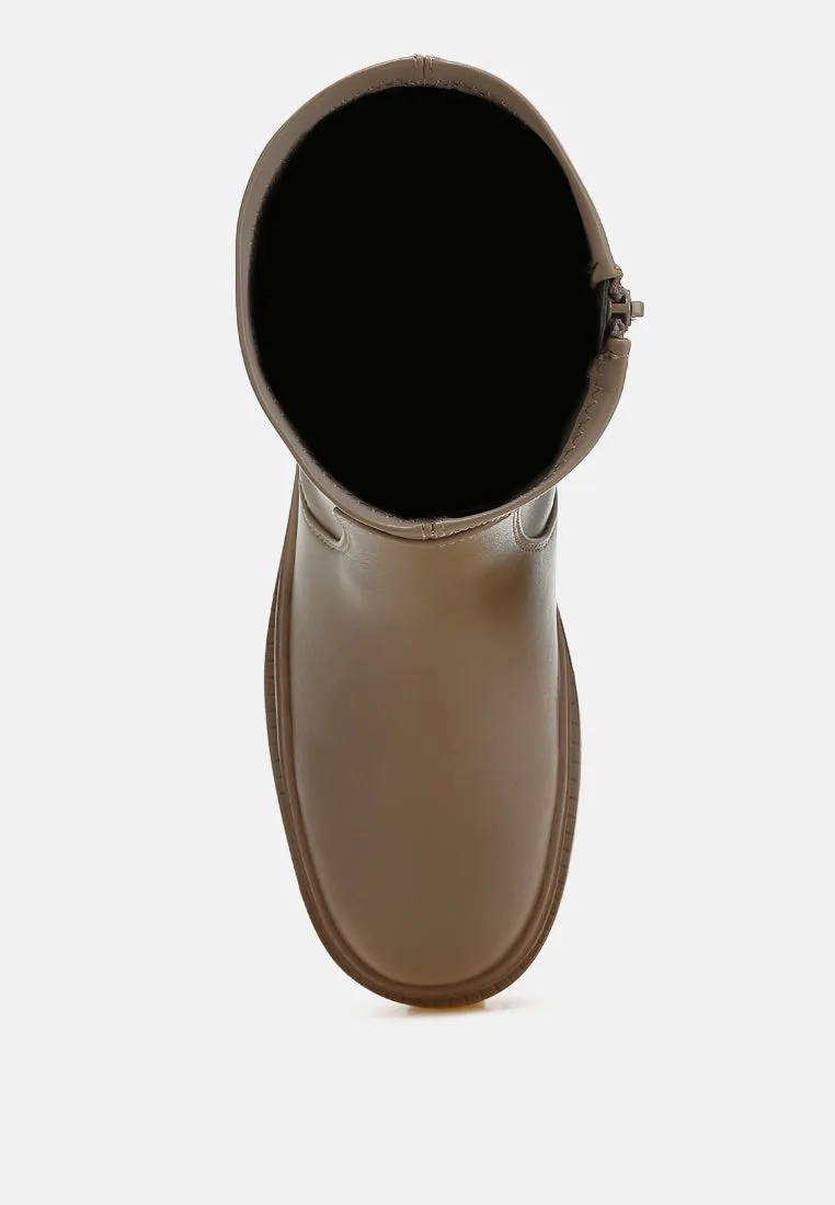 Chunky Faux Leather Calf Boots By RUW