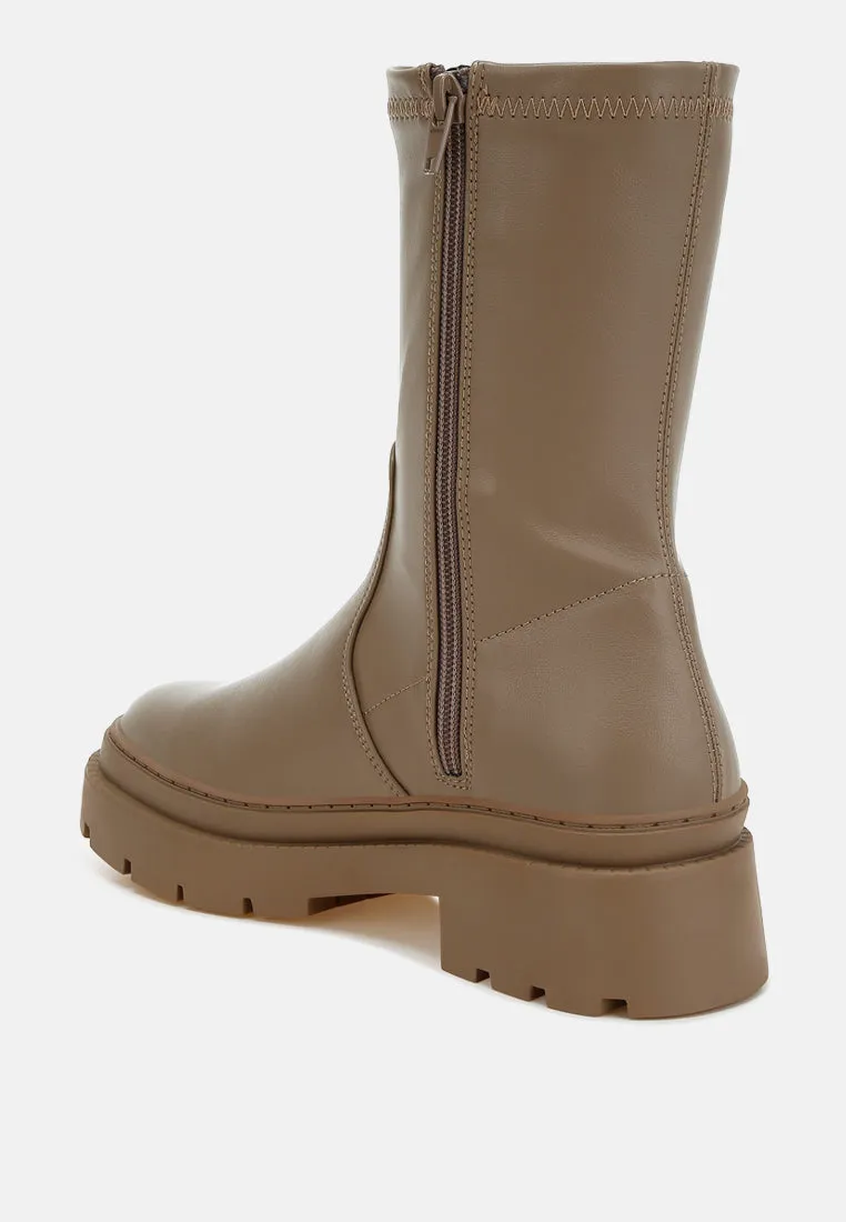 Chunky Faux Leather Calf Boots By RUW