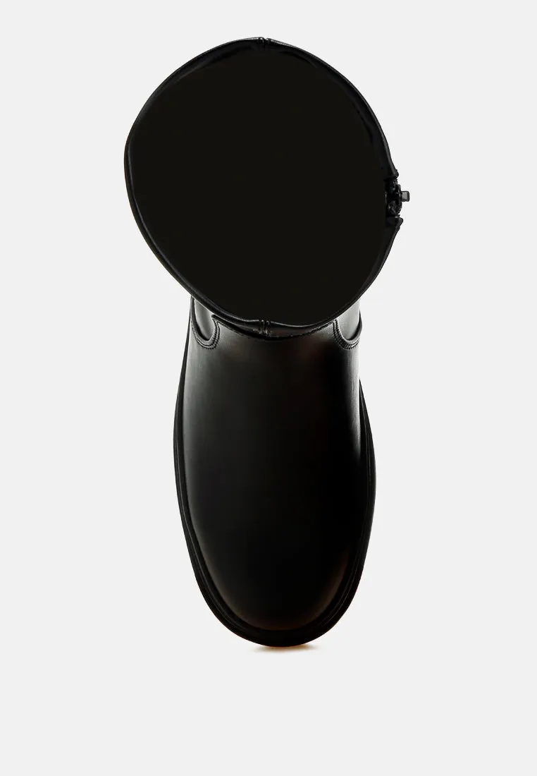 Chunky Faux Leather Calf Boots By RUW